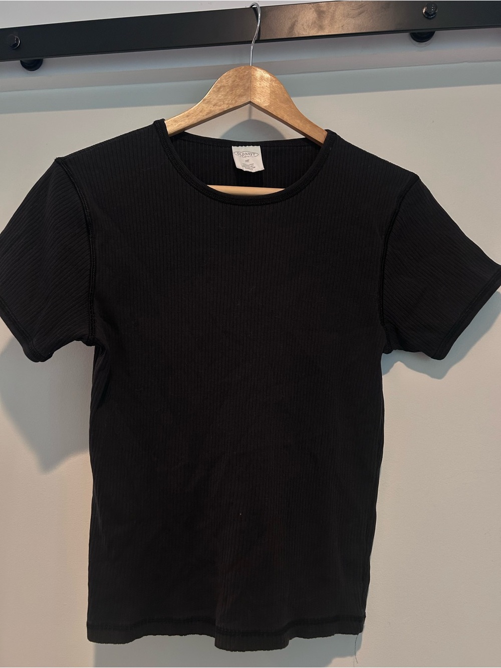 Vintage Old Navy Classic Black Ribbed Crewneck T-Shirt